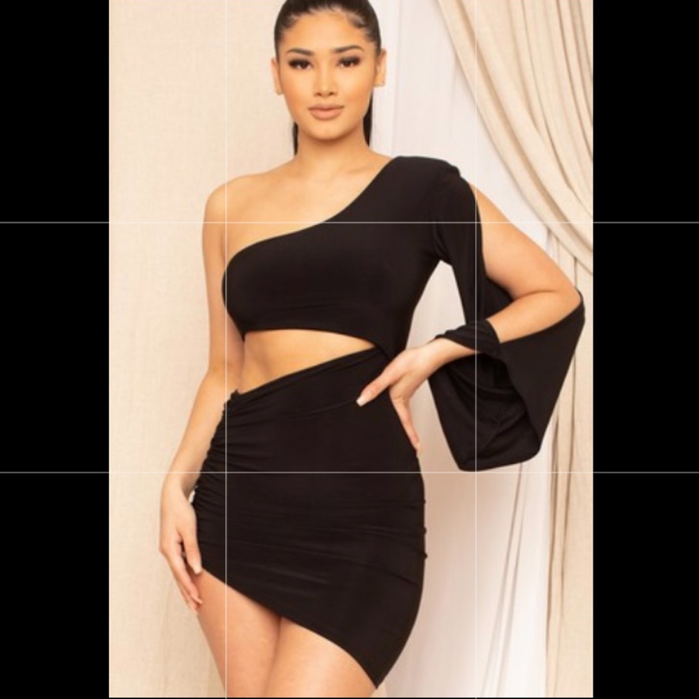 Asymmetrical One Shoulder Cutout Mini Dress